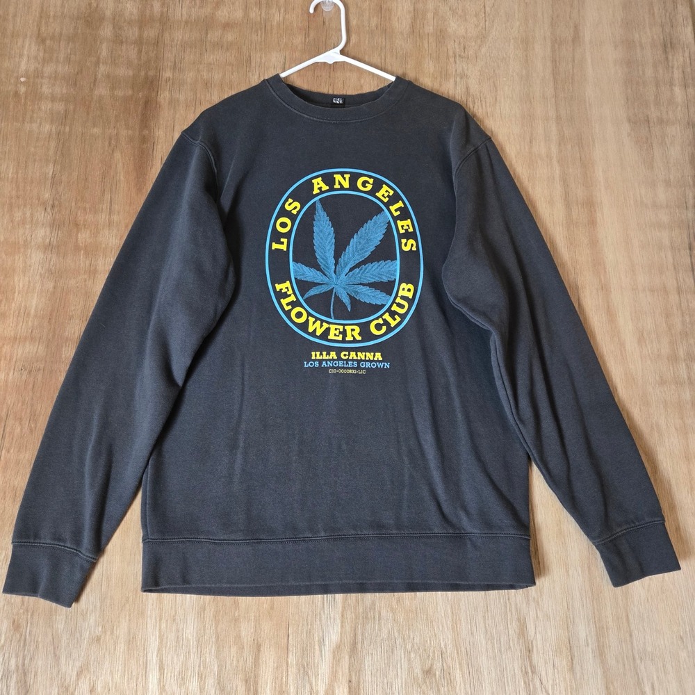 Los Angeles Flower Club Graphic Sweatshirt Mens Large Black Illa Canna Crewneck